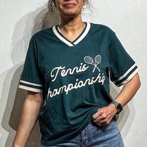 Forever 21 Green Tennis Championship Jersey Tee Sz M